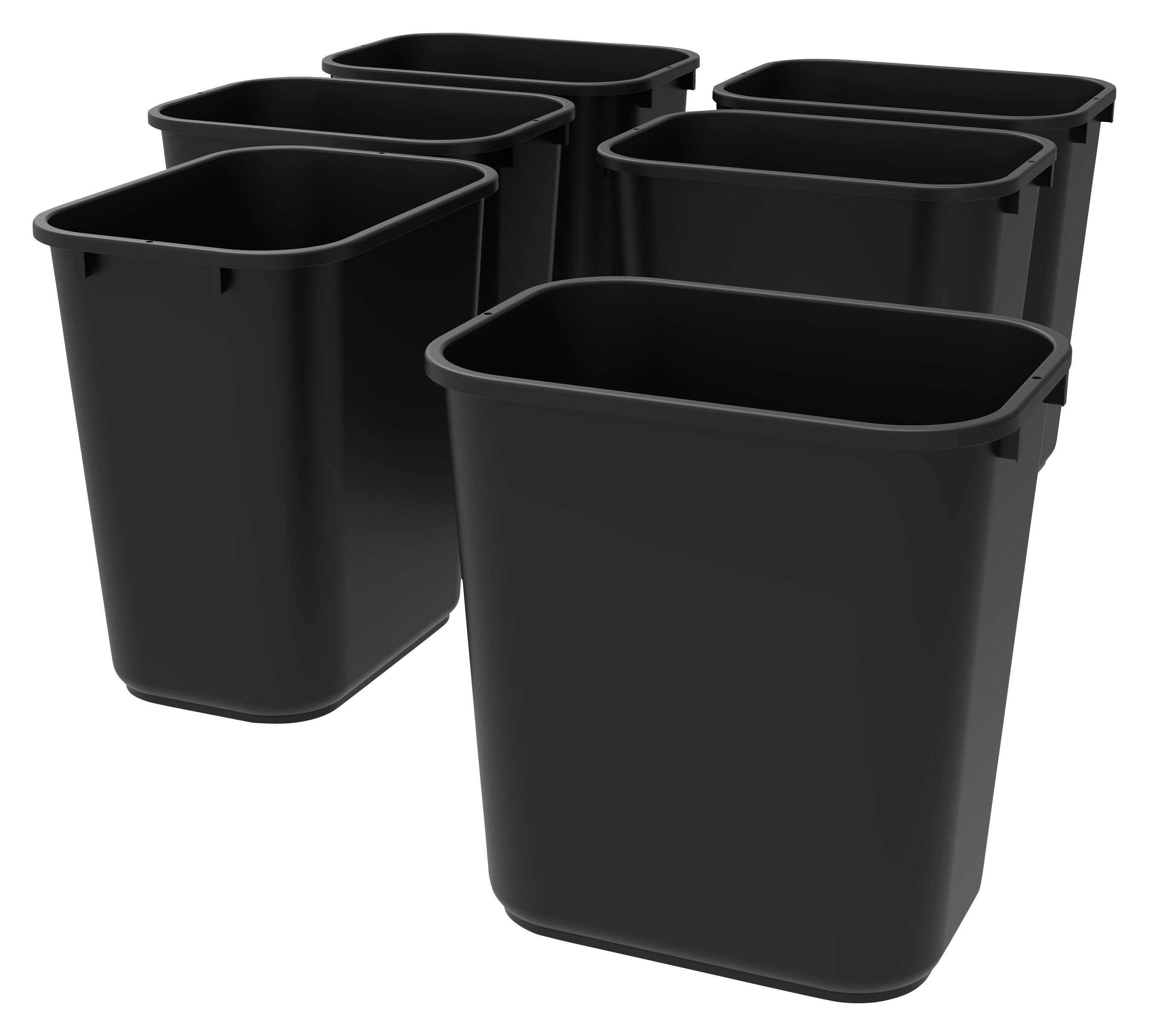 School Smart Indoor Waste Basket, 28 Quart, Black, Case of 6 2011700